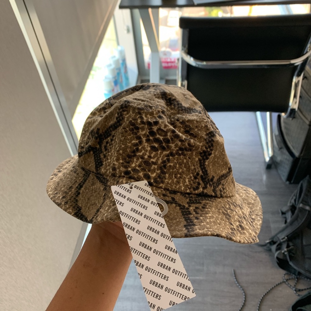 UO snake print bucket hat